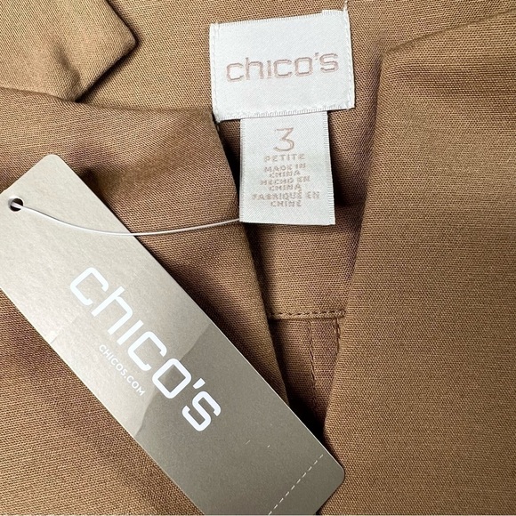 NWT CHICO'S Brown Drawstring Duster Trench Coat Jacket Size Petite 3 (XL 16/18) - Picture 13 of 16